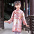 Abito cinese Cheongsam per bambini con motivo a ventagli orientali