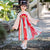 Vestido de princesa de traje chino Han con bordado floral de manga de trompeta para niña