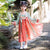 Long Sleeve Floral Embroidery Girl's Han Chinese Costume Princess Dress