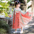 Long Sleeve Floral Embroidery Girl's Han Chinese Costume Princess Dress