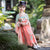 Long Sleeve Floral Embroidery Girl's Han Chinese Costume Princess Dress