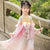 Long Sleeve Floral Embroidery Girl's Han Chinese Costume Princess Dress