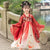 Vestido de princesa de traje chino Han con bordado floral de manga de trompeta para niña