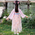 Floral Embroidery Girl's Han Chinese Costume Princess Dress with Water-sleeve