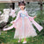 Floral Embroidery Girl's Han Chinese Costume Princess Dress with Water-sleeve