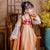 Abito da principessa in costume cinese Han da ragazza con ricamo floreale con manica a tromba