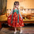 Trompetenärmel Blumenstickerei Mädchen Han Chinese Kostüm Prinzessin Kleid