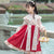 Trumpet Sleeve Floral Embroidery Girl's Han Chinese Costume Princess Dress