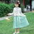 Long Sleeve Floral Embroidery 2-Pieces Han Costume Girl's Chinese Suit