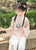 Traje chino tradicional de niña de 3 piezas con bordado de pájaro