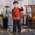 Long Sleeve Floral Silk Han Chinese Suit for Boy