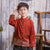 Long Sleeve Floral Silk Han Chinese Suit for Boy