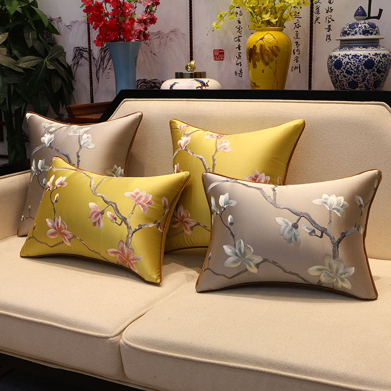 Plum Blossom Embroidery Brocade Traditional Chinese Cushion Cover Pill ...