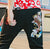 Noveno pantalón unisex de estilo chino con bordado de carpa 100% algodón
