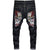 Auspicious Embroidery Oriental Style Jeans Straight-leg Pants