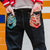 Jeans mit Löwenkopf-Stickerei im orientalischen Stil mit geradem Bein