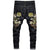 Calp Embroidery Oriental Style Jeans Straight-leg Pants