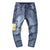 Tiger Head Embroidery Oriental Style Jeans Straight-leg Pants