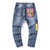 Jeans mit Tigerkopf-Stickerei im orientalischen Stil mit geradem Bein