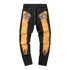 Pantaloni a gamba dritta in jeans stile orientale con ricamo testa di tigre