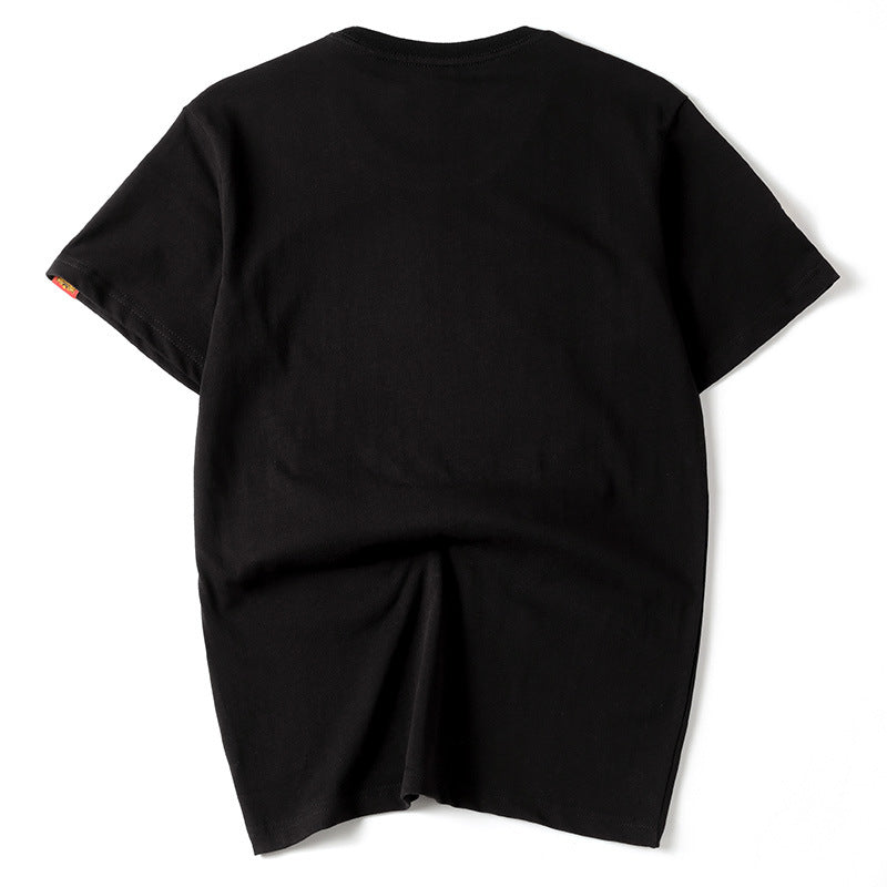 Lion Face Embroidery 100% Cotton Short Sleeve Unisex T-shirt