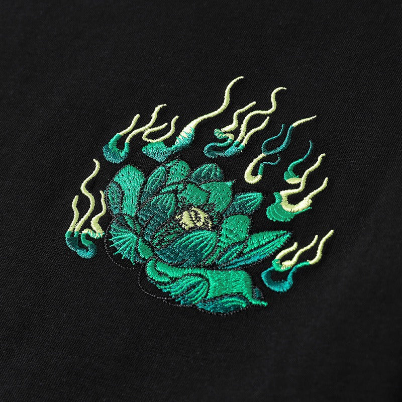 Pi Xiu Embroidery 100% Cotton Short Sleeve Unisex T-shirt