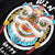 Lion Head Print 100% Cotton Lapel Collar Chinese T-shirt