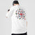 T-shirt cinese girocollo in cotone 100% con ricamo floreale e uccello