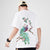 T-shirt cinese girocollo in cotone 100% con ricamo floreale e pavone