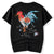 Rooster Embroidery 100%  Cotton Round Neck Chinese T-shirt