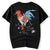 T-shirt chinois col rond 100% coton avec broderie coq