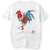 T-shirt cinese girocollo in cotone 100% ricamo gallo