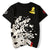 T-shirt cinese girocollo in cotone 100% con stampa scimmia e onde marine
