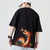 Camiseta china de cuello redondo con bordado de tótem de dragón 100% algodón