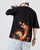 T-shirt cinese con scollo tondo in cotone 100% ricamo drago totem