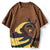 T-shirt cinese girocollo in cotone 100% con stampa Monkey King