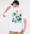 T-shirt chinois col rond 100 % coton avec broderie grue