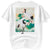 T-shirt chinois col rond 100 % coton avec broderie grue