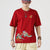 T-shirt chinois à col rond 100% coton avec broderie lion dansant