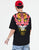 Chinesisches T-Shirt mit Tigergesicht-Print aus 100 % Baumwolle mit Rundhalsausschnitt