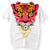 Tiger Face Print 100%  Cotton Round Neck Chinese T-shirt