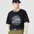 Reflect Light Print 100%  Cotton Round Neck Chinese T-shirt