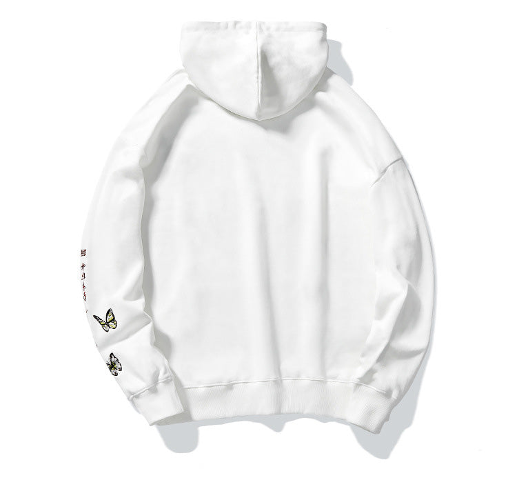 Floral Embroidery Unisex Oriental Hoodie Cotton Sweatshirt