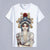 Round Neck Short Sleeve Peking Opera Themed Women's T-shirt