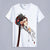 Round Neck Short Sleeve Peking Opera Themed Women's T-shirt