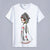 Round Neck Short Sleeve Peking Opera Themed Women's T-shirt