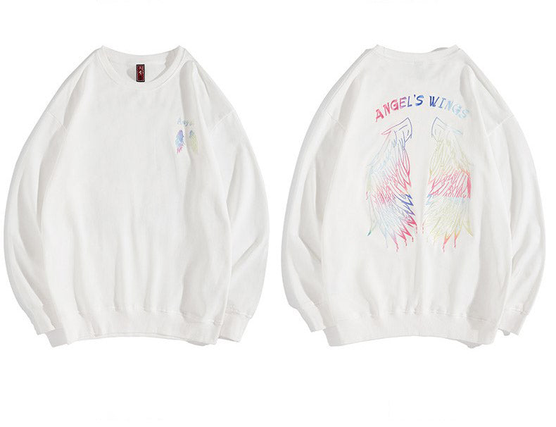 Angel's Wings Embroidery Unisex Oriental Hoodie Cotton Sweatshirt
