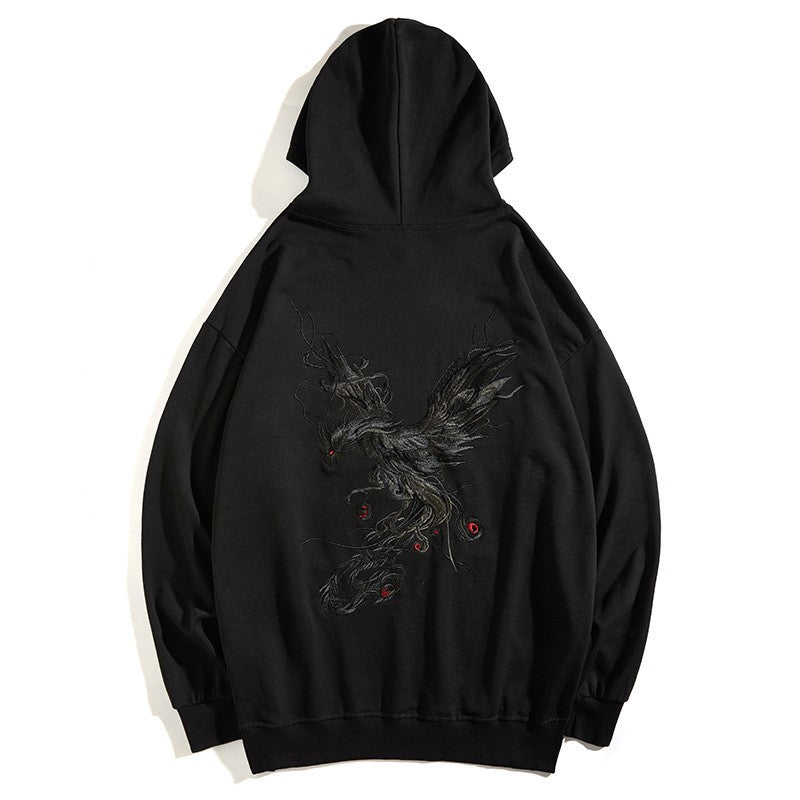 Phoenix Embroidery Unisex Oriental Hoodie Cotton Sweatshirt