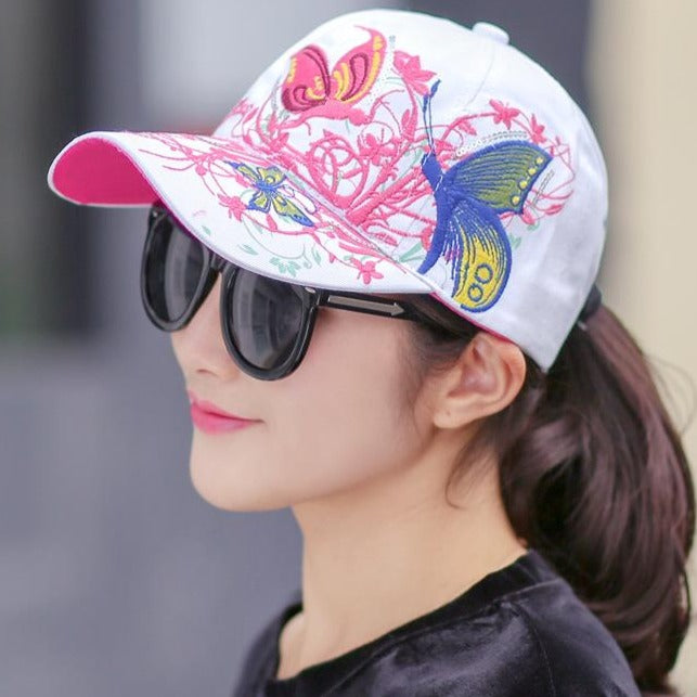 Butterfly Embroidery Unisex Oriental Snapback Baseball Cap