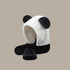 Panda Head Designed Winter Warm Fur Hood with Short Neck Scarf